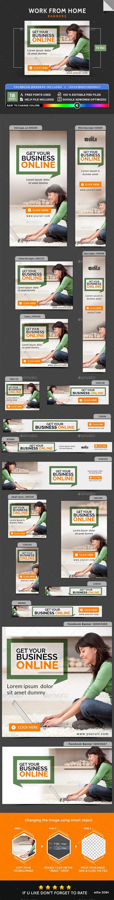 Work From Home Banners — Photoshop Psd Deal Web Banner • Available