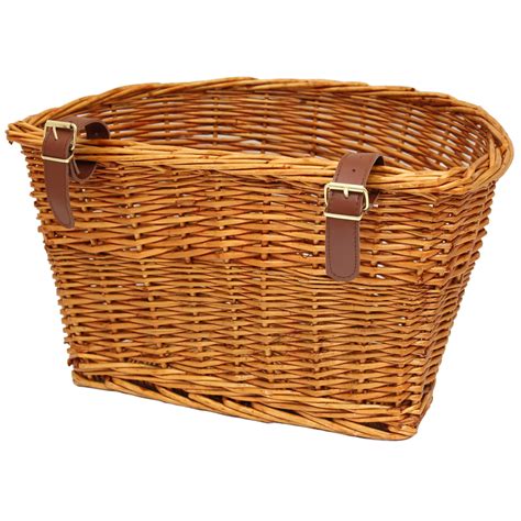 Pedalpro Vintage Wicker Bicycle Basket Leather Look Straps Bike Cycle
