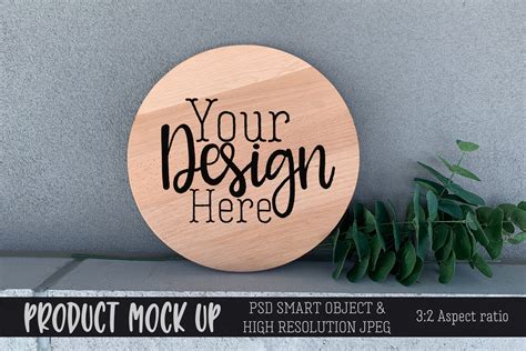 Round Wood Sign Mockup Psd And Jpeg