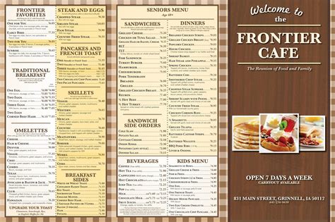 Frontier Cafe Menu In Grinnell Iowa Usa