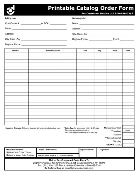 Small Business Free Printable Order Forms For Crafts Printable Word