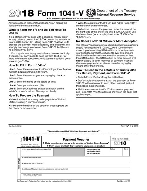 Irs Form 1041 V 2018 Fill Out Sign Online And Download Fillable