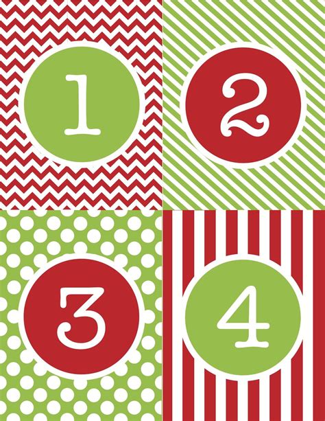 Christmas Countdown Free Printable Advent Calendar Numbers