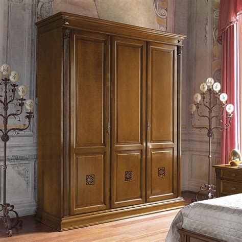 Wooden Wardrobe With 3 Doors For Hotels And Villas Idfdesign