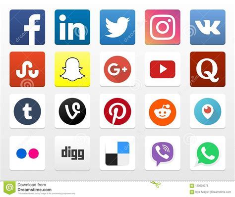The most used social network is facebook. Famous app Logos