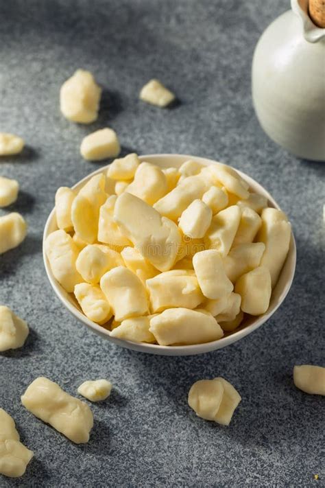 Raw White Organic Cheese Curds Stock Image Image Of White Homemade