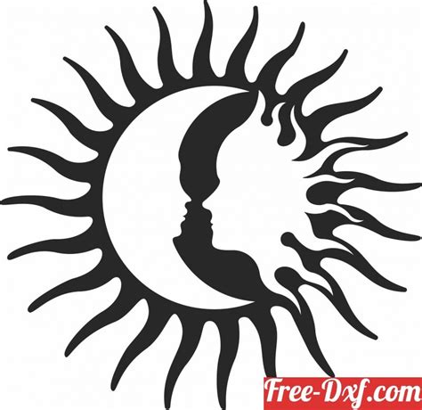 Free Dxf — Sun Moon Cliparts Wall Decors Free Dxf Download