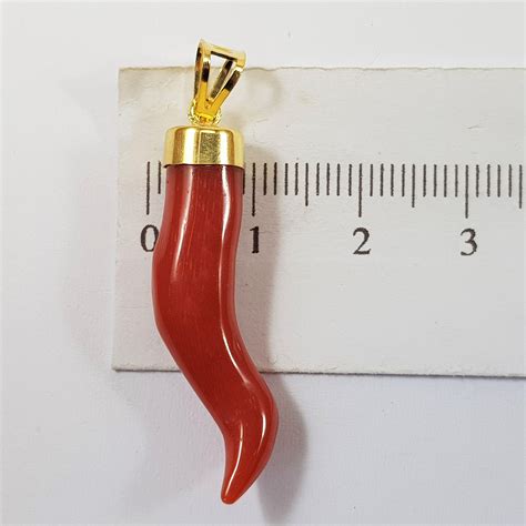 Horn Coral Pendant Red Mediterranean Amulet Man Jewels Cornicello