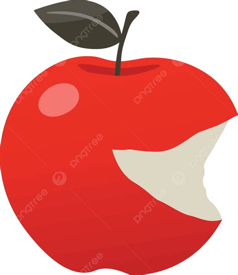 Red Apple Bitten Smiley Expression Breakfast Art Vector Expression