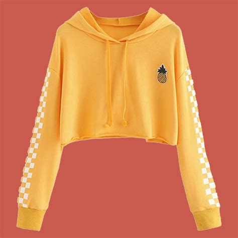 Checker Checker Hoodie Crop Top Sweatshirt Crop Tops Women Sweatshirts