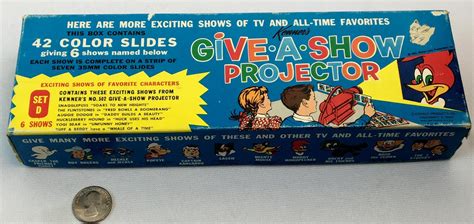 Lot Vintage 1961 Kenner Give A Show Projector Set D Cartoon Slides