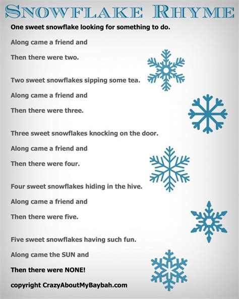 Snowflake Rhyme Winter Preschool Winter Theme Preschool Christmas Poems