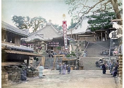 Prints Of Temple And Street Scene Yokohama Japan Circa 1880s