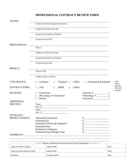 Contract Summary Sheet Template