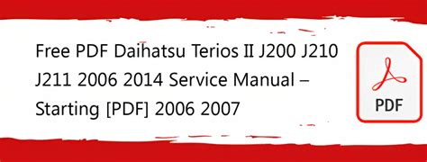 Free Pdf Daihatsu Terios Ii J J J Service Manual
