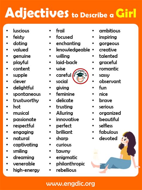 Adjectives To Describe A Girl With Pdf And Infographics Words To