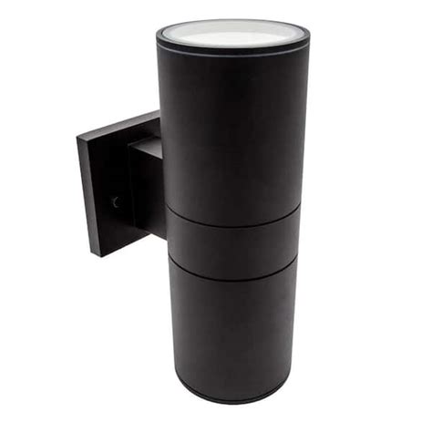 Maxxima Black Led Outdoor Wall Cylinder Light With Up And Down Sconce