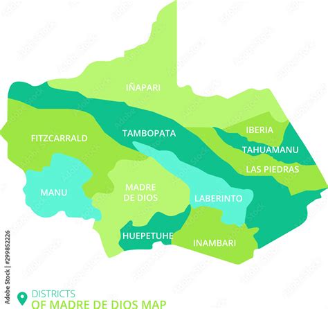 Districts Of Madre De Dios Map Stock Vector Adobe Stock