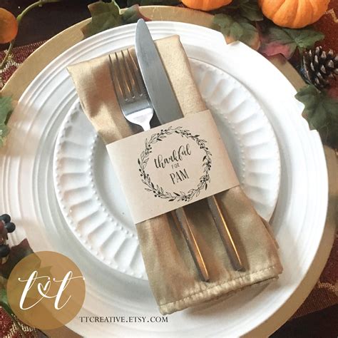 Custom Thanksgiving Name Card Napkin Holders Thankful For Etsy