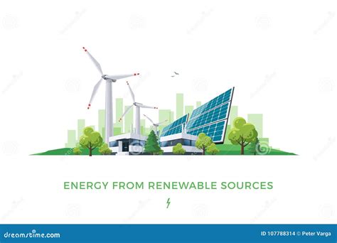 Planta Solar E De Energias Eólicas Ilustração do Vetor Ilustração de turbinas alternativa
