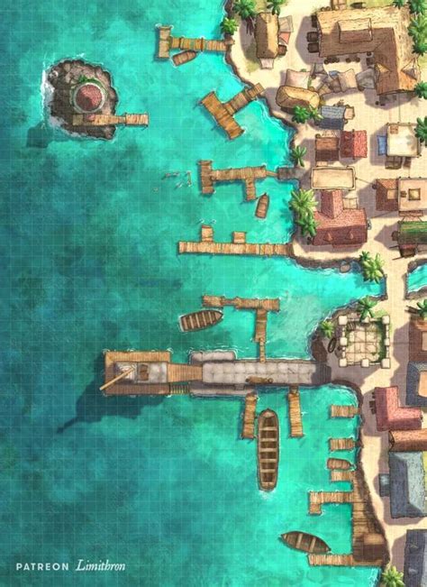 City Port Docks 40x55 Art Battlemaps Fantasy City Map Fantasy