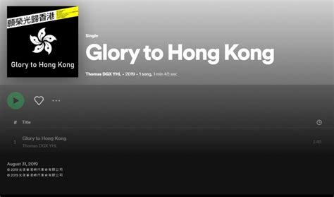 Glory To Hong Kong Protest Song Removed From Taiwan Spotify Taiwan