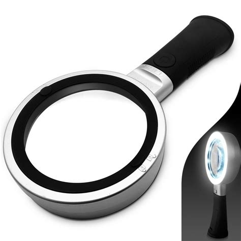 magnifying glass with light 10x led reading magnifier soft and bright light settings and ergonomic