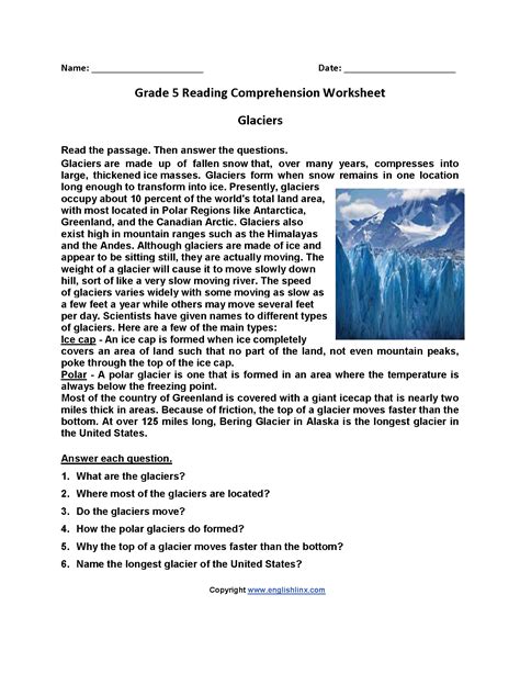 Reading Worksheets Fifth Grade Reading Worksheets