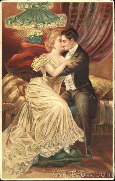 Victorian Couple Embracing On A Couch Romance And Love