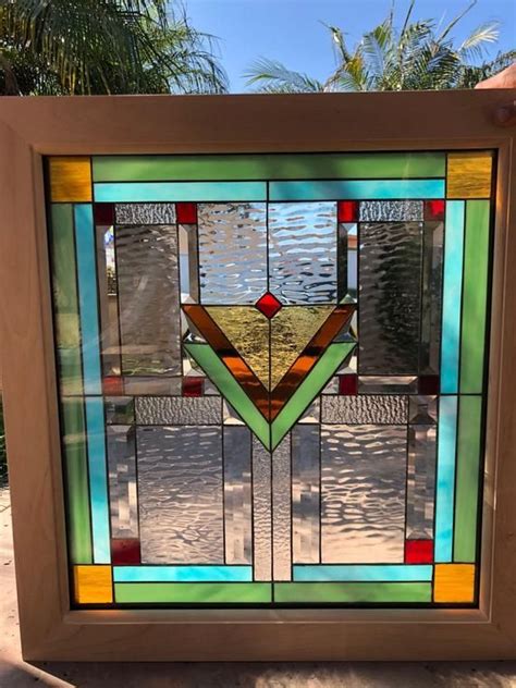 Wood Framed And Insulated Craftsman Mission Style Stained Glass Window Panel Prairie Glass Art