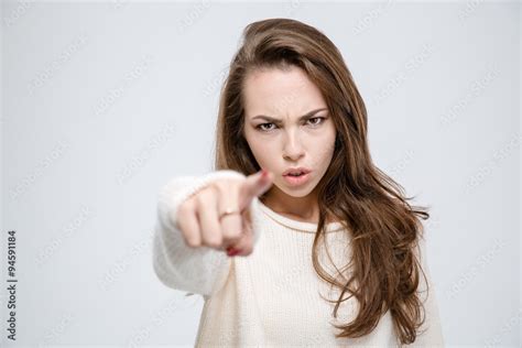 Angry Woman Pointing Finger At Camera Stock Photo Adobe Stock