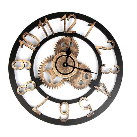 Retro 3d Wall Clock Industrial Style Vintage Clock Steampunk Gear Wall