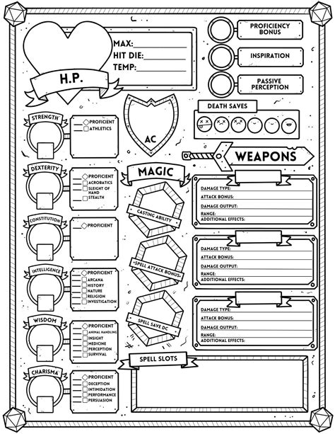 Dungeons And Dragons Downloadable Character Sheet Etsy