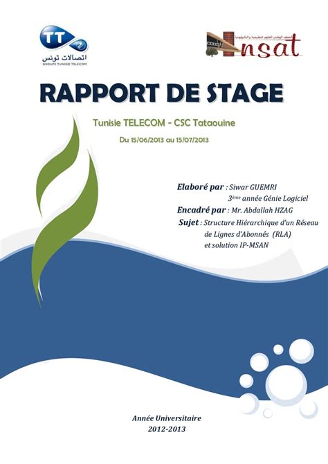 Rapport stage IPMSAN Tunisie télécom