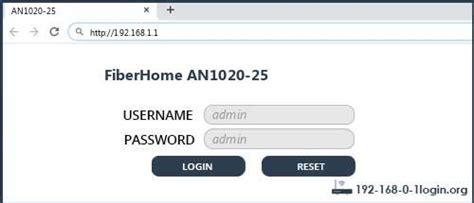 FiberHome AN1020-25 - default username/password and default router IP