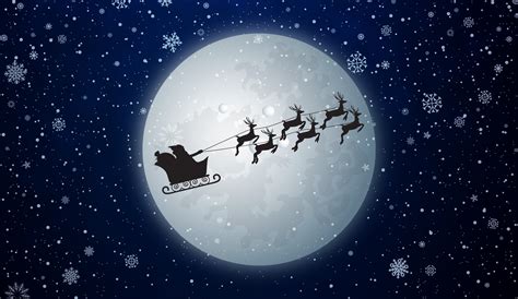 1920x1080 Resolution Silhouette Of Santa Claus Riding On Sleigh With