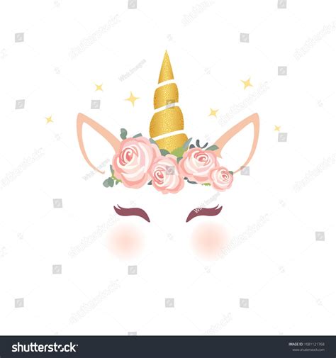 Cute Unicorn Character Vector Graphic Design Cartoon Unicorn Head With