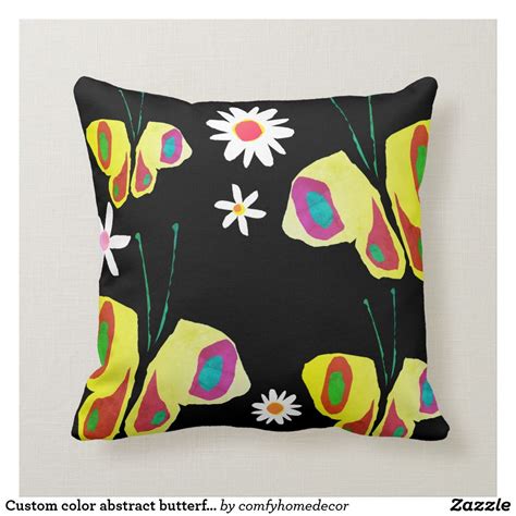 Custom Color Abstract Butterfly Butterflies Flower Throw Pillow