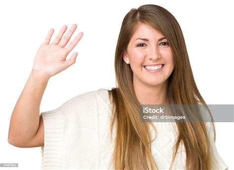Happy Young Woman Waving Hand Stock Photo Download Image Now Istock