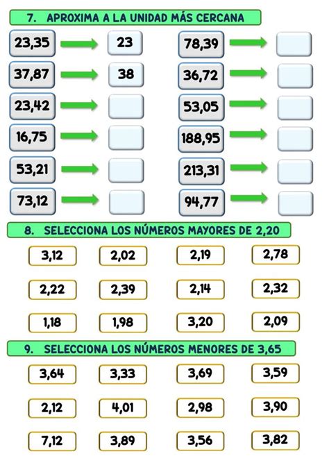 Los Números Decimales Exercise Numeros Decimales Fichas De