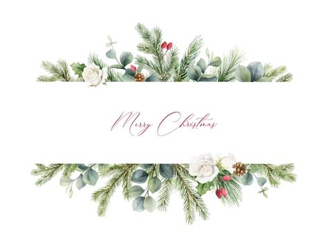 Premium Vector Watercolor Vector Christmas Banner With Fir Branches