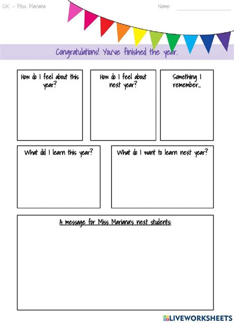 End Of Year Reflection Worksheet Improve Reading Comprehension