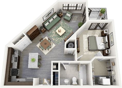 This is the typical apartment that you'll picture when you think of having. 50 One "1" Bedroom Apartment/House Plans | Studio ...