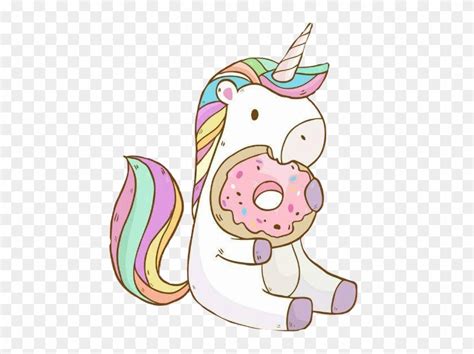 Unicorn Donut Kawaii Rainbowfreetoedit Unicornio Con Una Dona Free