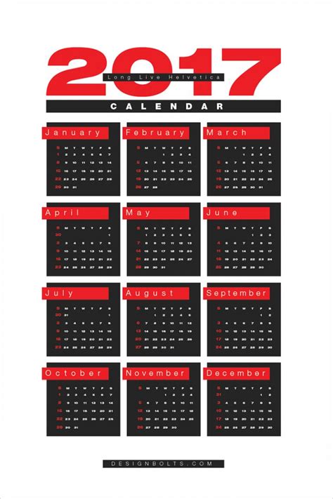 Free 2017 Wall Calendar Printable Design Template In Ai Eps And Cdr Format