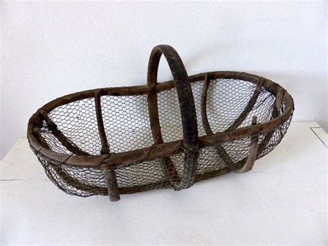 Antique French Oyster Gathering Wire Basket Rustic Home Decor Etsy