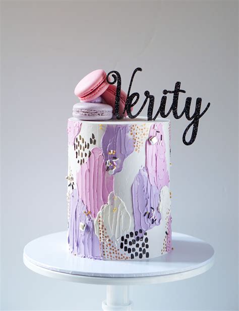 Purple And Pink Modern Birthday Cake Modern Birthday Cakes Cool Birthday Cakes Girl Cakes