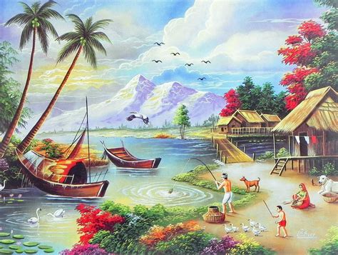 Contentment Scenery Paintings Beautiful Scenery Drawing Nature