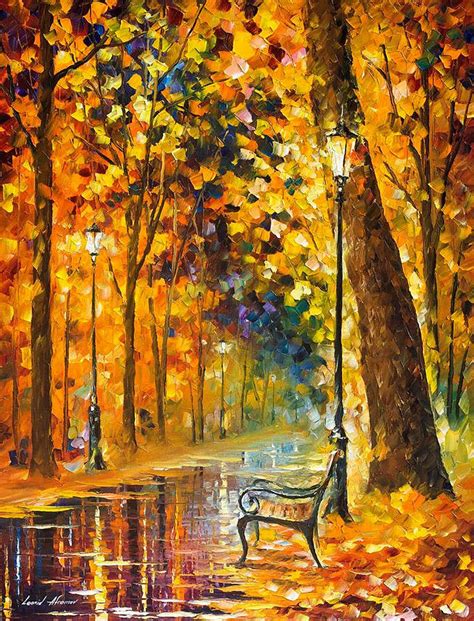 Lonely Bench Palette Knife Oil Painting On Canvas By