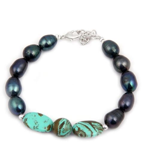 Pearlz Ocean Olive Tag Mosaic And Fresh Water Pearl 75 Inches Bracelet